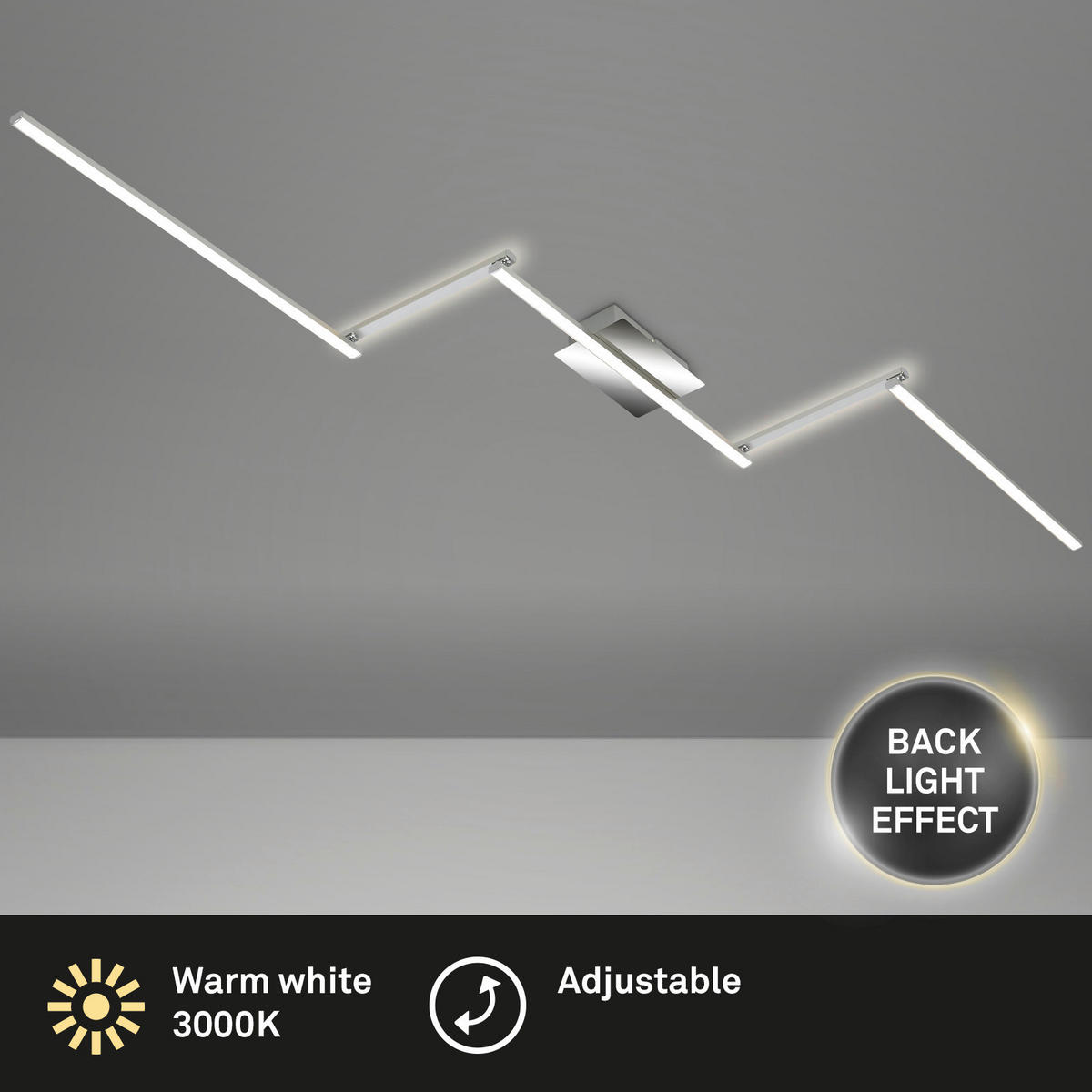 LED-DECKENLEUCHTE Staff 227,2/12/5 cm  - Chromfarben/Alufarben, Basics, Kunststoff/Metall (227,2/12/5cm)