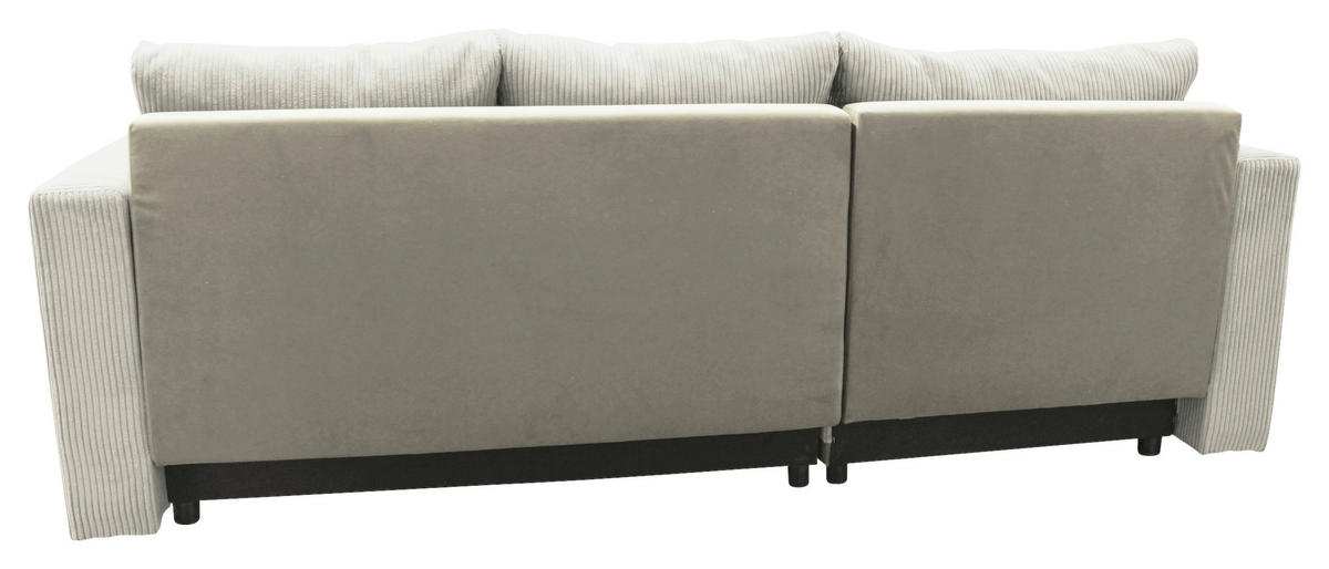 ECKSOFA STELLA Beige Plüsch Rückenkissen, Bettkasten  - Beige/Schwarz, Design, Kunststoff/Textil (166/234cm) - MID.YOU