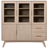 VITRINSKÅP  i faner ek ekfärgad  - ekfärgad, Modern, trä/glas (140/148/40cm) - MID.YOU