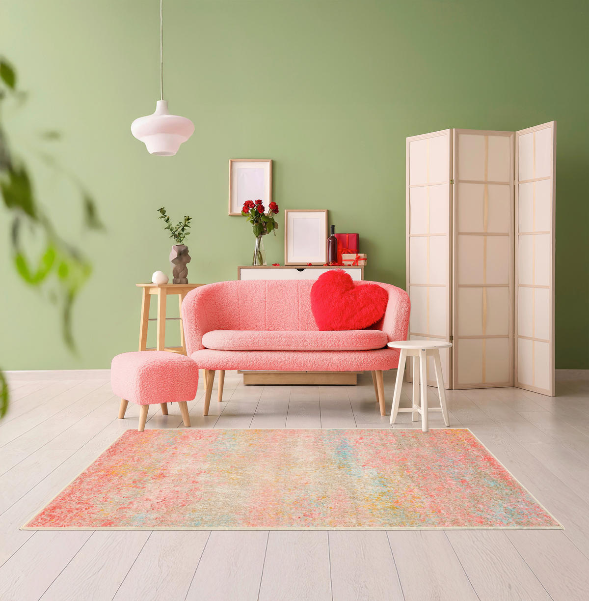 VINTAGE-TEPPICH 80/150 cm ONDEA FIORITH, waschbar Rosa, Türkis, Dunkelgelb  - Türkis/Dunkelgelb, Design, Kunststoff/Textil (80/150cm) - Lindorug