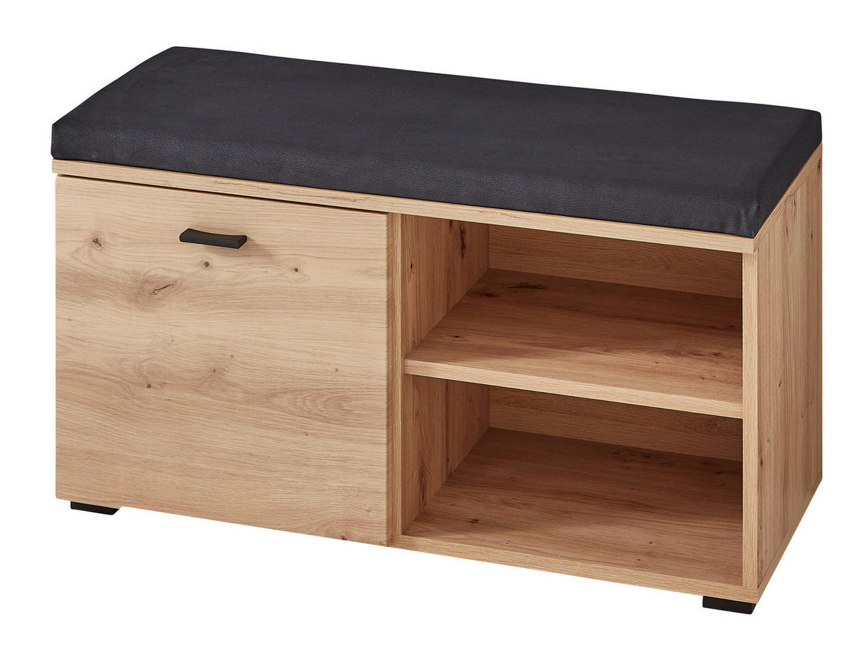 GARDEROBENBANK  in 84/47,2/37,4 cm  - Schwarz/Eiche Artisan, Design, Holzwerkstoff/Kunststoff (84/47,2/37,4cm) - Voleo