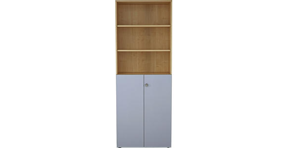 AKTENSCHRANK 80/215,6/42 cm  - Silberfarben/Ahornfarben, KONVENTIONELL, Holzwerkstoff (80/215,6/42cm) - Venda