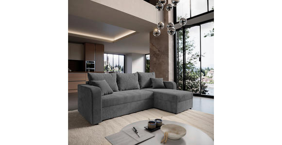 ECKSOFA  in Cord Dunkelgrau  - Dunkelgrau/Schwarz, KONVENTIONELL, Kunststoff/Textil (238/144cm) - Carryhome