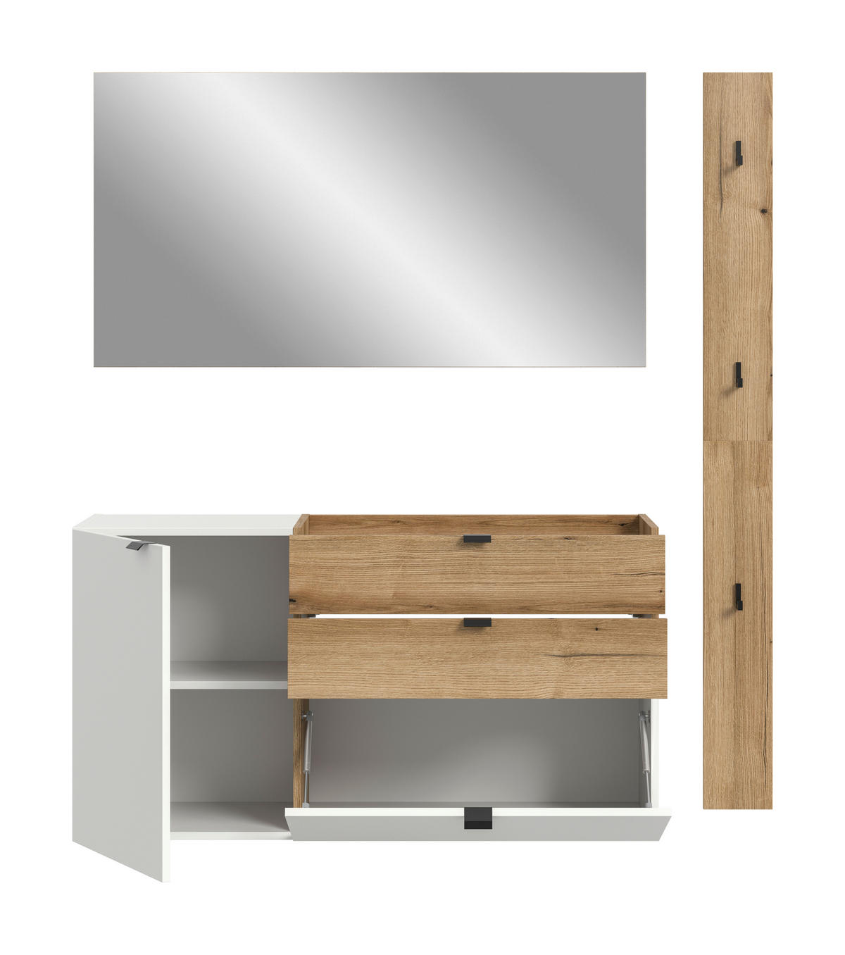 PREDSOBLJE  bijela, hrast tamni  - bijela/hrast tamni, Design, drvni materijal (158/194/37cm) - Livetastic