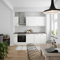 KÜCHENBLOCK Touch 240 cm  in Weiß, Schieferfarben  - Schieferfarben/Edelstahlfarben, MODERN, Holzwerkstoff/Metall (240cm) - Nobilia