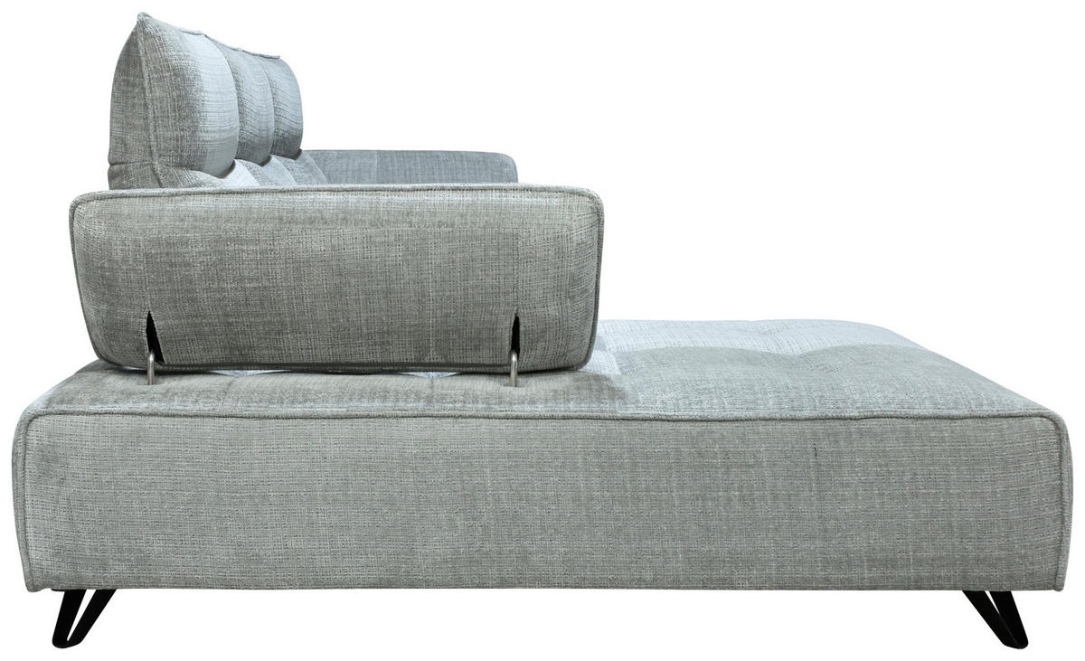 ECKSOFA Hellgrau Chenille  - Hellgrau/Schwarz, Design, Kunststoff/Textil (162/314cm) - Livetastic