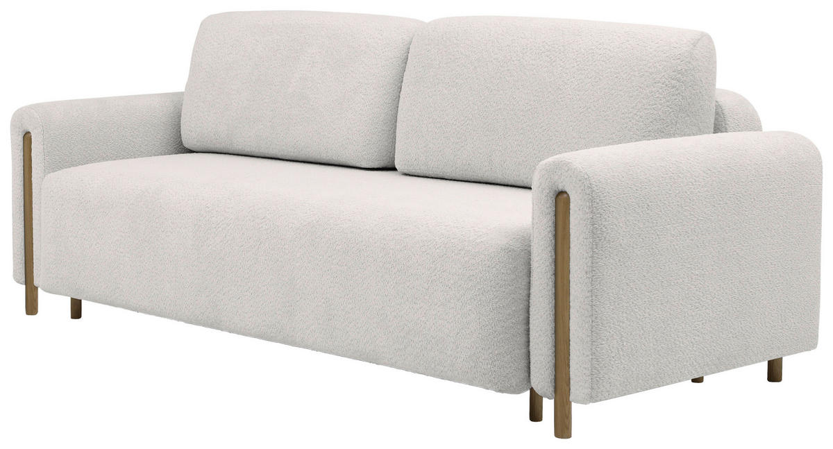 SCHLAFSOFA Teddystoff Beige  - Eichefarben/Beige, Design, Holz/Textil (244/97/97cm) - MID.YOU