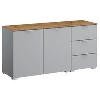 SIDEBOARD  in 120/61/42 cm  - Eichefarben/Alufarben, Trend, Holzwerkstoff/Kunststoff (120/61/42cm) - Stylife