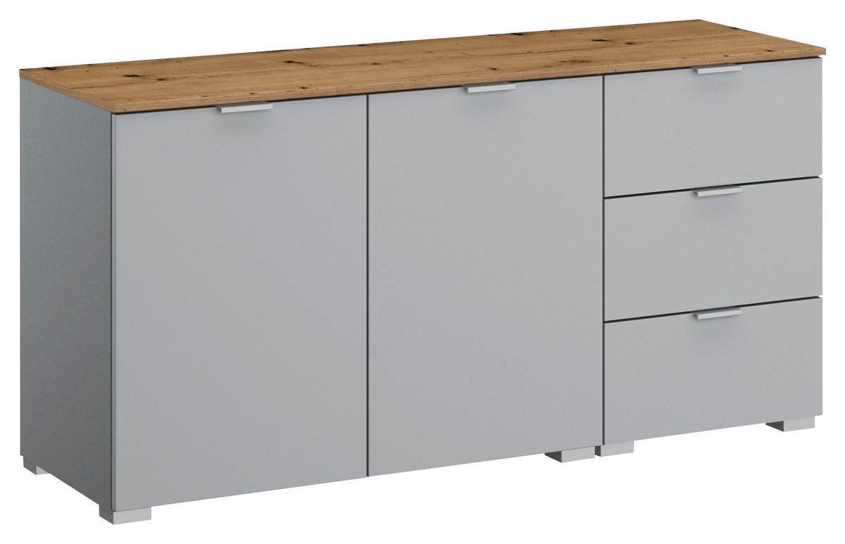 SIDEBOARD  in 120/61/42 cm  - Eichefarben/Alufarben, Trend, Holzwerkstoff/Kunststoff (120/61/42cm) - Stylife