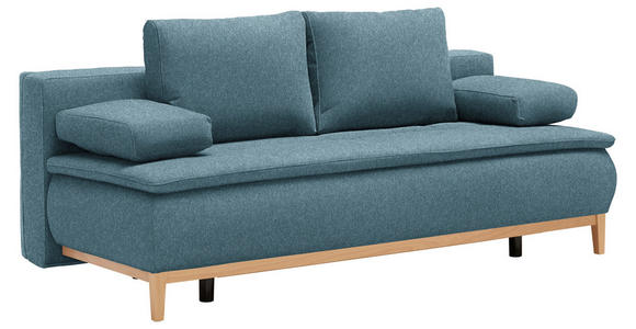 BOXSPRINGSOFA Webstoff Türkis  - Türkis/Eichefarben, Design, Holz/Textil (202/78/93/100cm) - Carryhome