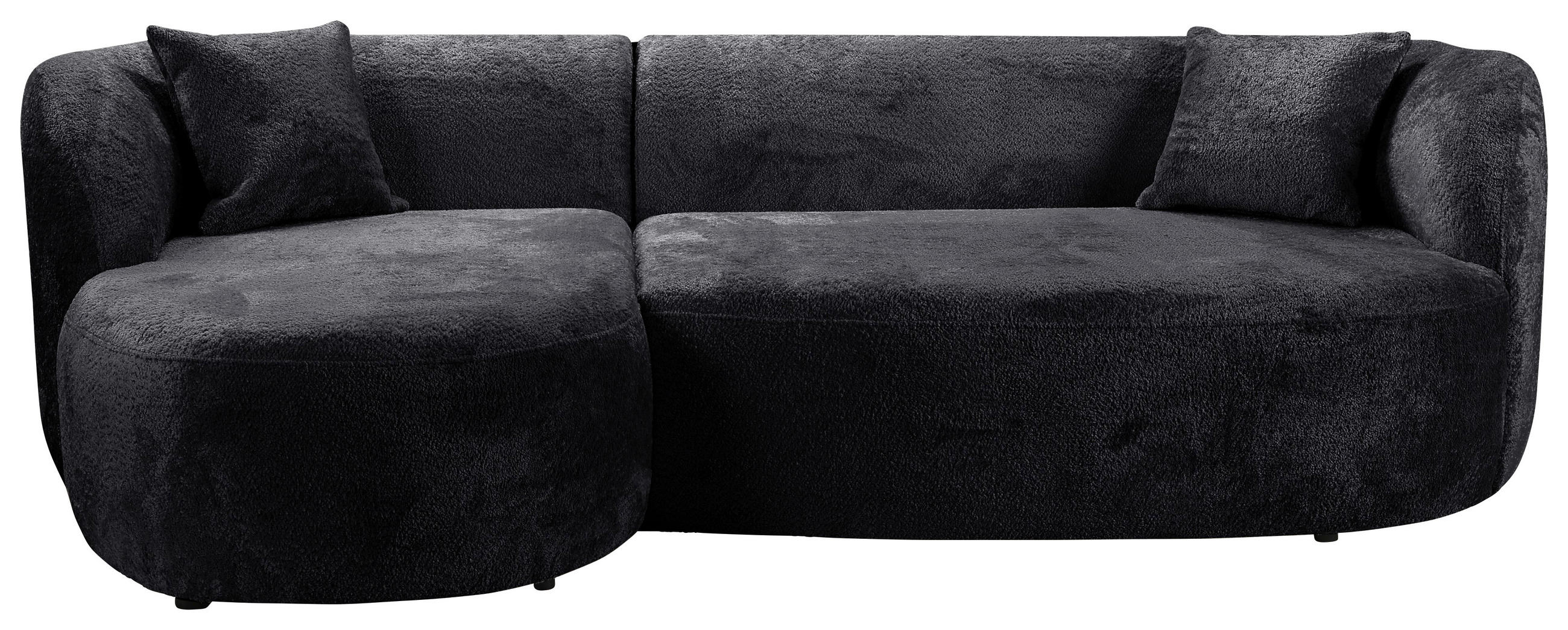 ECKSOFA in Bouclé Schwarz  - Schwarz, Design, Kunststoff/Textil (143/264cm) - MID.YOU