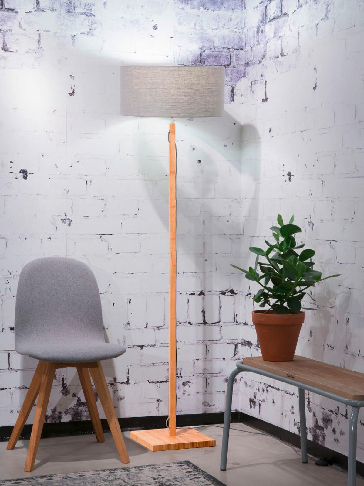 STOJACIA LAMPA, 47/167 cm  - prírodná farba/svetlosivá, Trend (47/167cm) - Good & Mojo