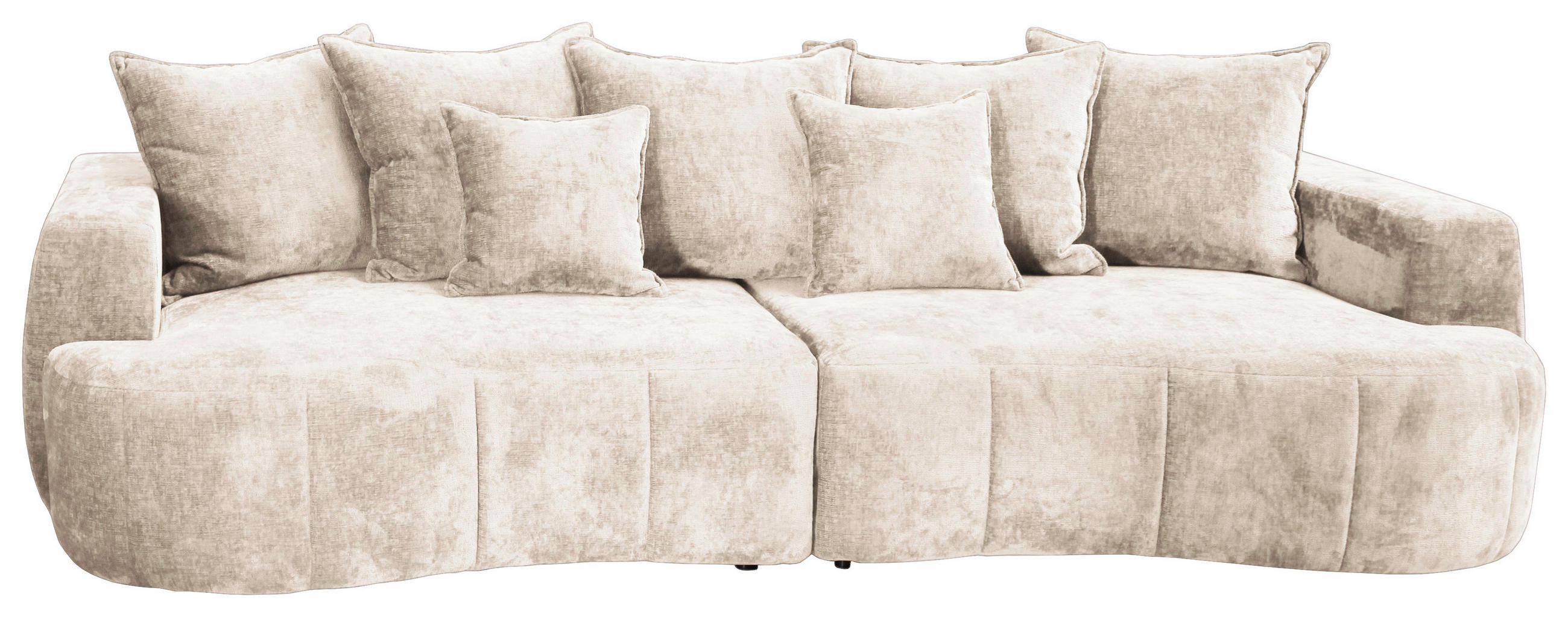 BOXSPRINGSOFA Velours Beige  - Beige/Schwarz, Trend, Kunststoff/Textil (292/71-99/127cm) - Livetastic