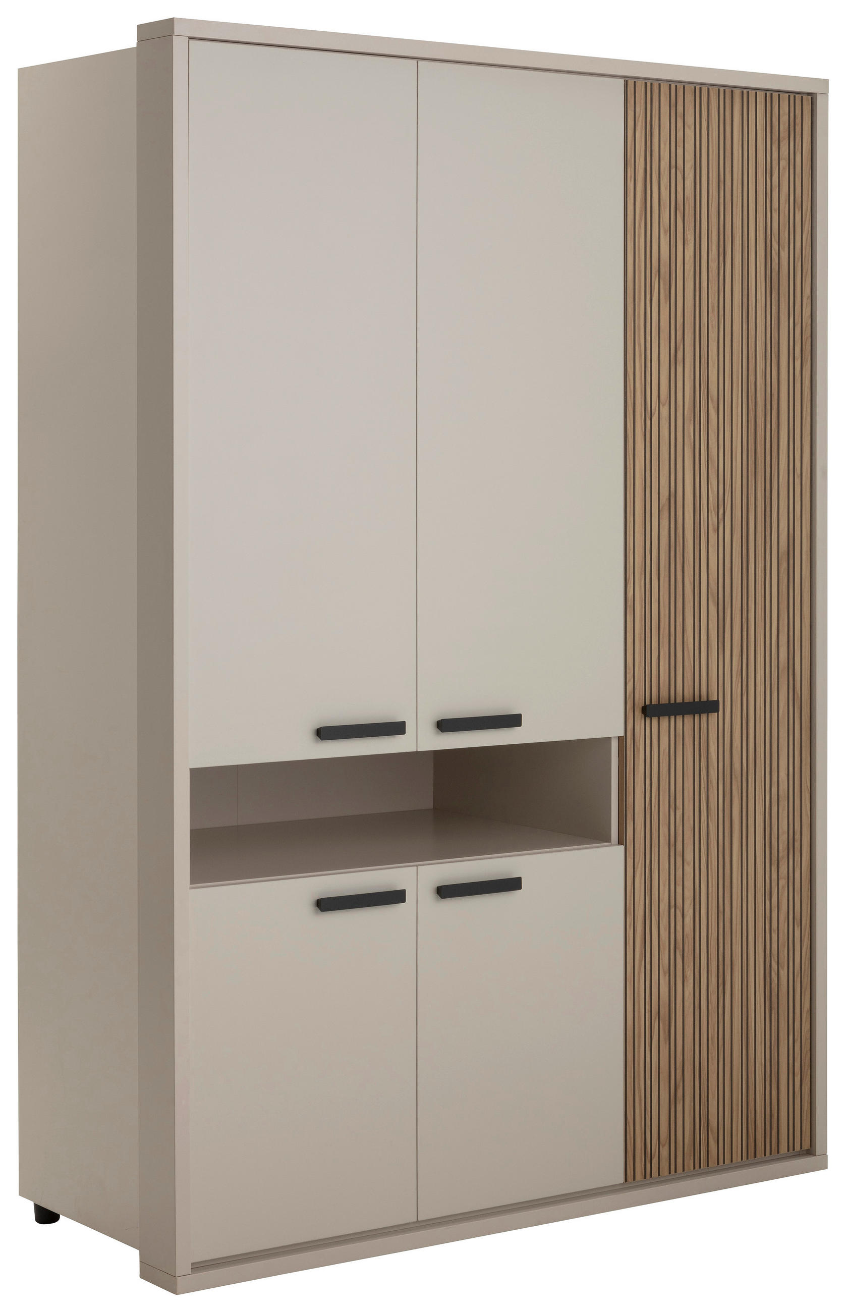 OMARA S KLASIČNIMI VRATI, barve hrasta, bež - temno siva/barve hrasta, Moderno, leseni material (146/209/60cm) - Xora