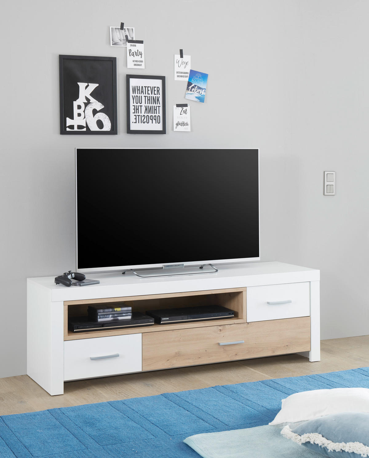 TV DIEL  - biela/farba duba, Design, kov/kompozitné drevo (156/51/45cm) - Xora