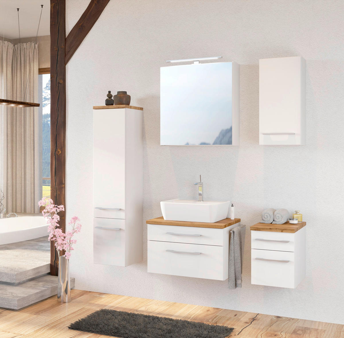 WASCHTISCHUNTERSCHRANK  - Alufarben/Weiß, KONVENTIONELL, Holzwerkstoff/Metall (60/41/47cm) - Xora