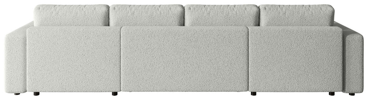 WOHNLANDSCHAFT Weiß Bouclé  - Schwarz/Weiß, MODERN, Kunststoff/Textil (190/380/190cm) - Carryhome