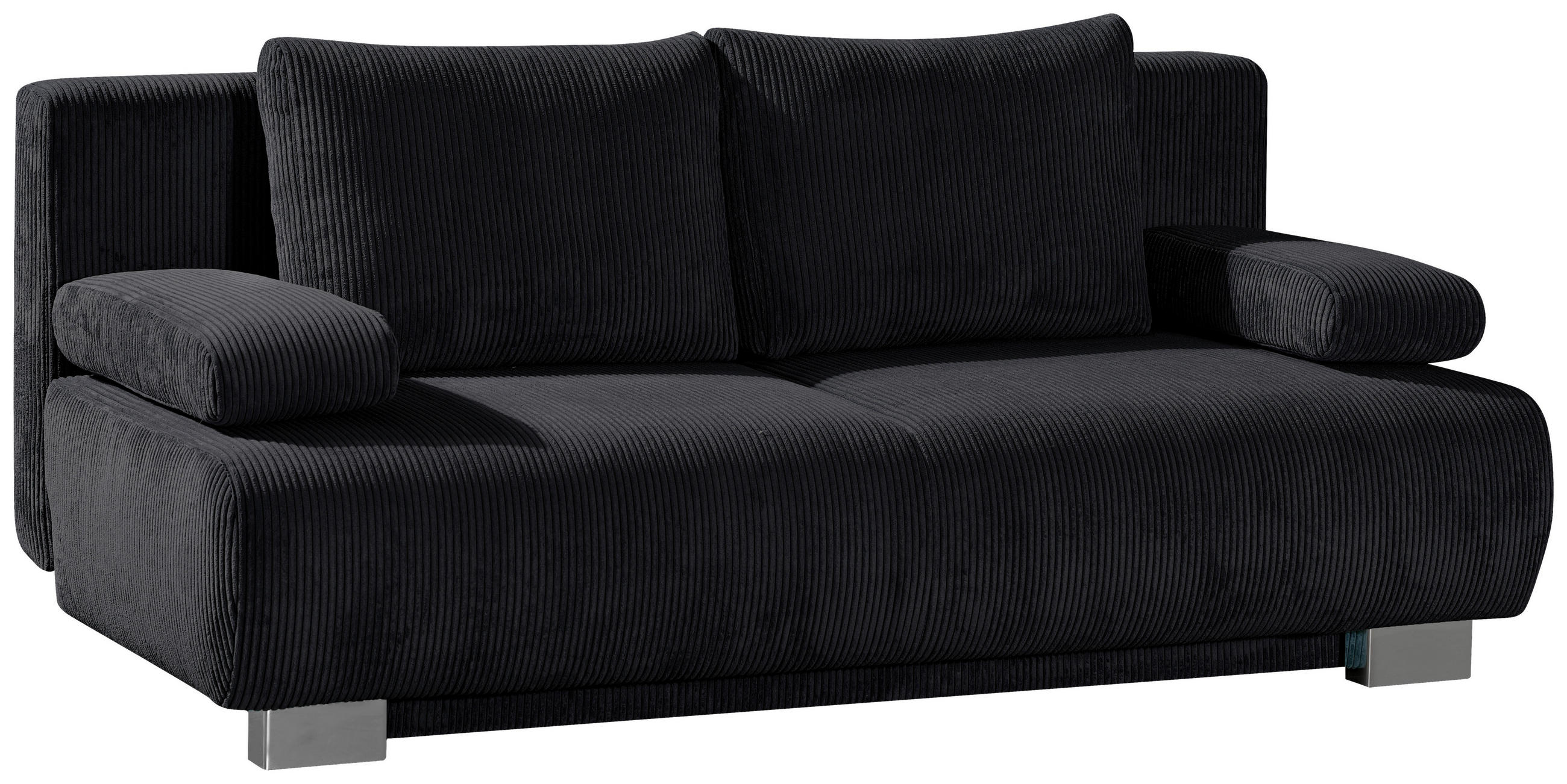 SCHLAFSOFA in Cord Schwarz  - Schwarz, Konventionell, Textil/Metall (196/89/94cm) - Novel