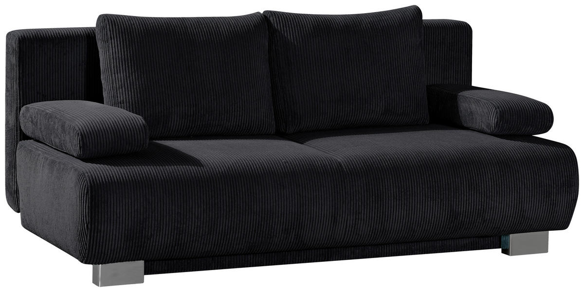 SCHLAFSOFA in Cord Schwarz  - Schwarz, Konventionell, Textil/Metall (196/89/94cm) - Novel