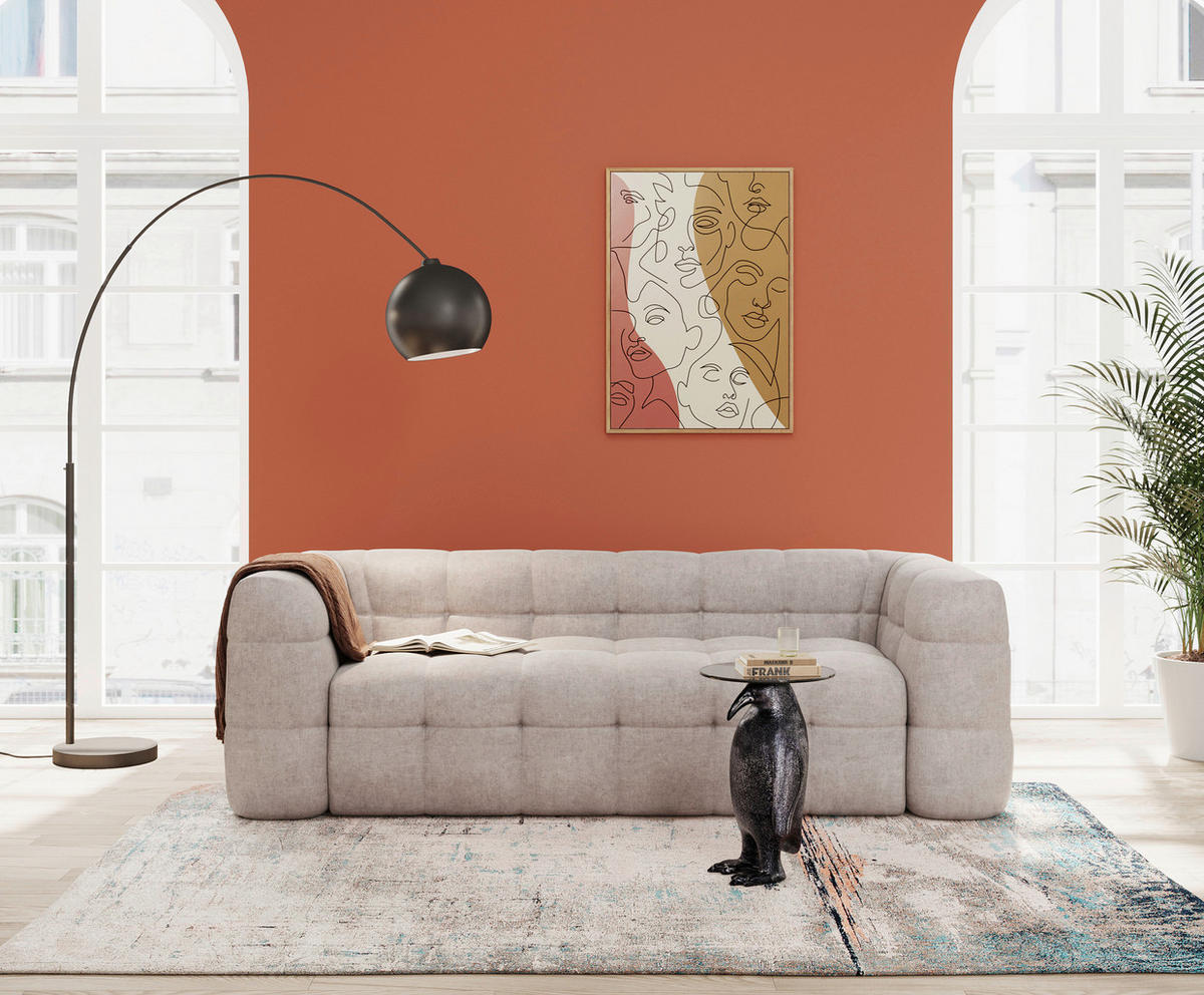 3-SITZER-SOFA  in Chenille Weiß  - Schwarz/Weiß, Design, Holz/Textil (240/70/107cm) - Kare-Design