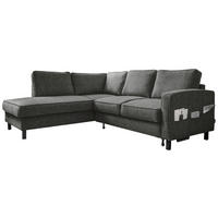 ECKSOFA Dunkelgrau Struktur  - Dunkelgrau/Schwarz, Holz/Textil (198/233cm) - MID.YOU