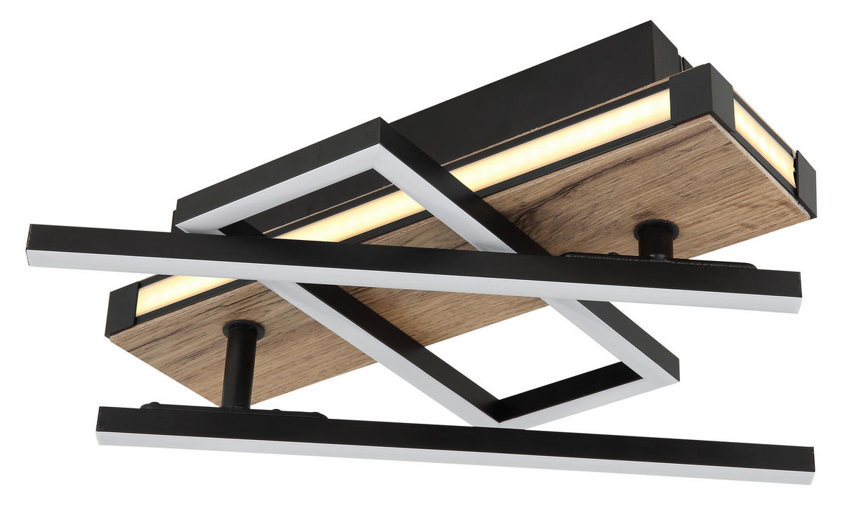 LED-DECKENLEUCHTE 30 W    68/46/12 cm  - Dunkelbraun/Opal, Design, Holzwerkstoff/Kunststoff (68/46/12cm) - Globo