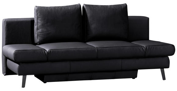 SCHLAFSOFA  in Echtleder Schwarz  - Schwarz, KONVENTIONELL, Leder/Metall (200/85/90cm) - Novel