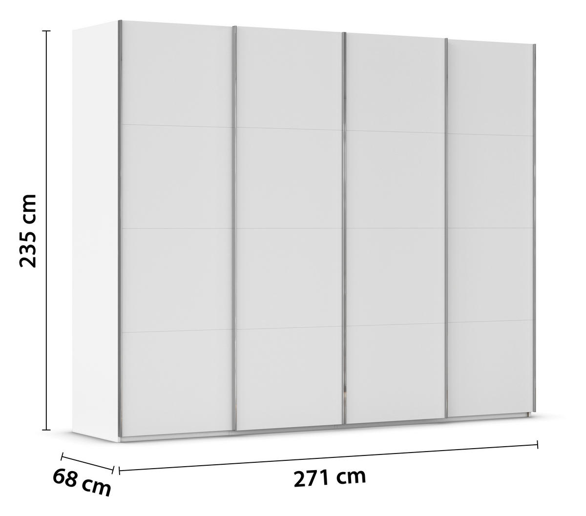 SCHWEBETÜRENSCHRANK 271/235/68 cm 4-türig Weiß  - Chromfarben/Weiß, Design, Holzwerkstoff/Metall (271/235/68cm) - Novel