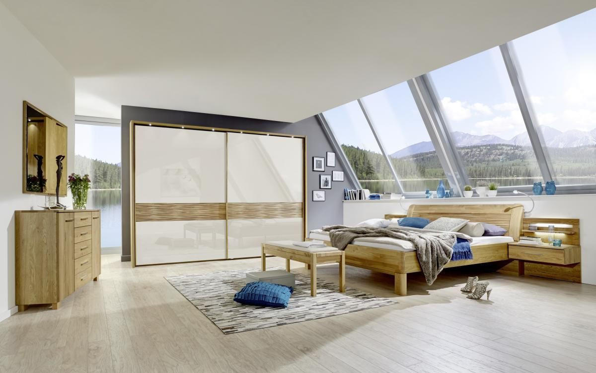 SCHWEBETÜRENSCHRANK in Eichefarben, Champagner  - Champagner/Eichefarben, Konventionell, Glas/Holz (250/217/67cm) - Dieter Knoll