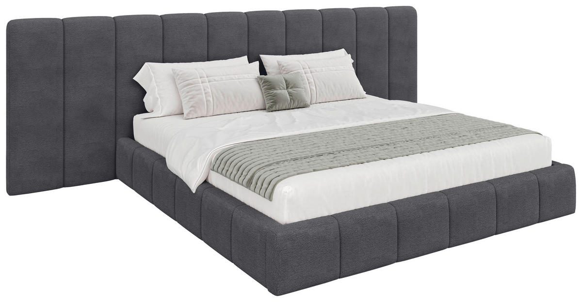 POLSTERBETT 180/200 cm  Anthrazit  - Anthrazit/Schwarz, Design, Holz/Kunststoff (180/200cm) - Carryhome
