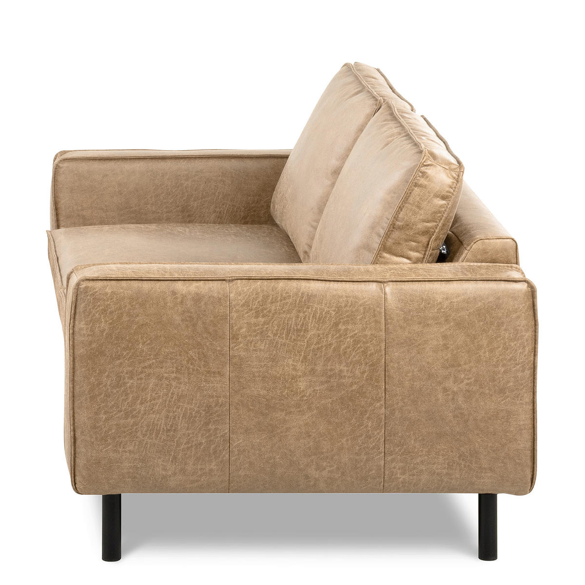 2-SITZER-SOFA Sandfarben Echtleder Lederlook  - Sandfarben, Design, Leder/Textil (148/85/92cm) - Livetastic