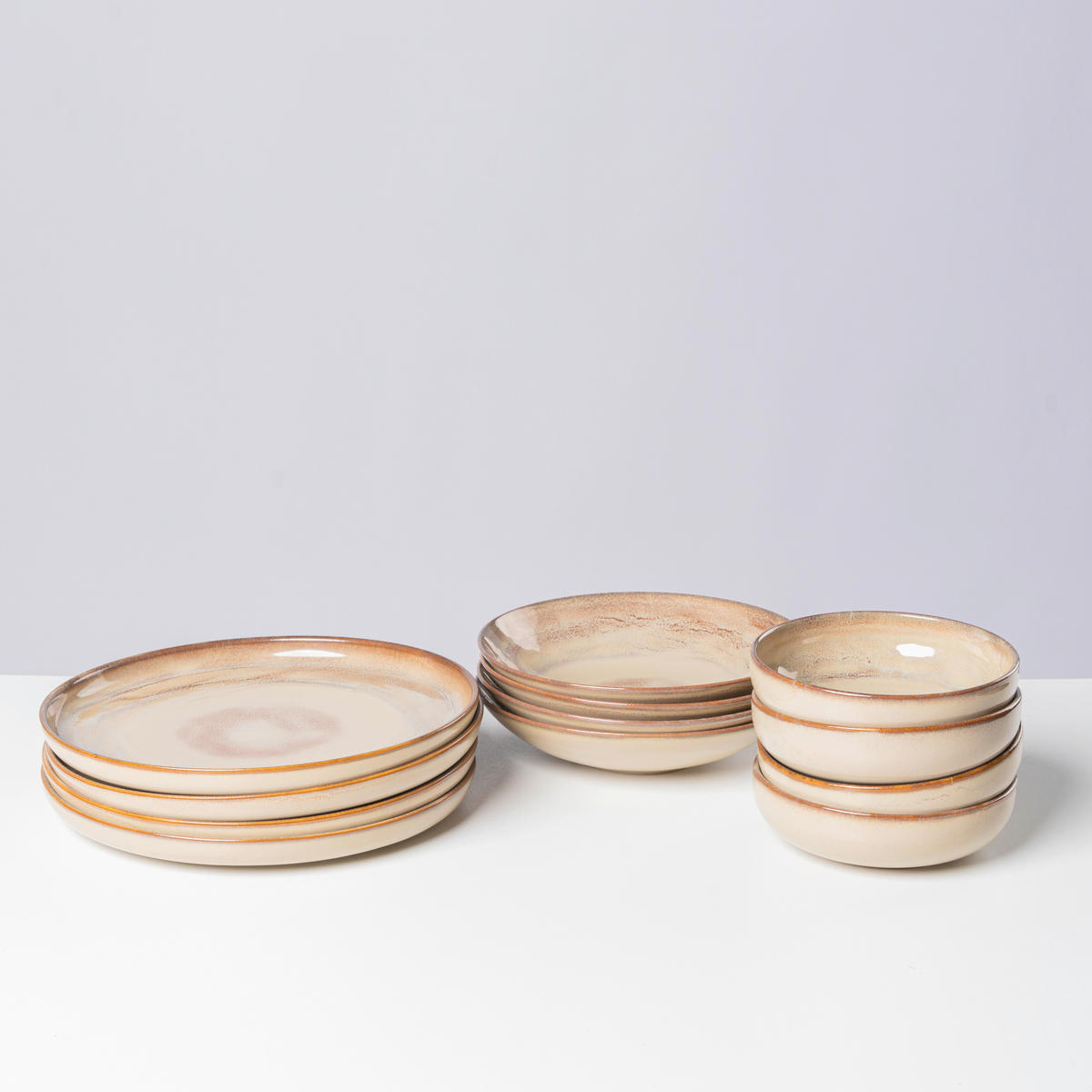 TAFELSERVICE Beige NEBELWALD 12-teilig  - Beige, Basics, Keramik - Gipfelstück