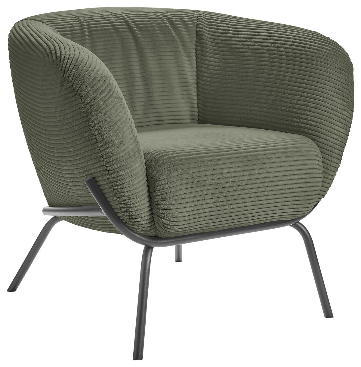 COCKTAILSESSEL Cord Olivgrün  - Olivgrün, Design, Textil (79/71/74cm) - Lomoco