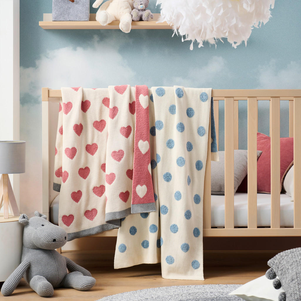 Thumbnail - Patinio Schmusedecke Loovly Dots, Blau, Weiß, Textil, Punkte, 80x100 cm, Textiles Vertrauen - Oeko-Tex®, pflegeleicht, S...