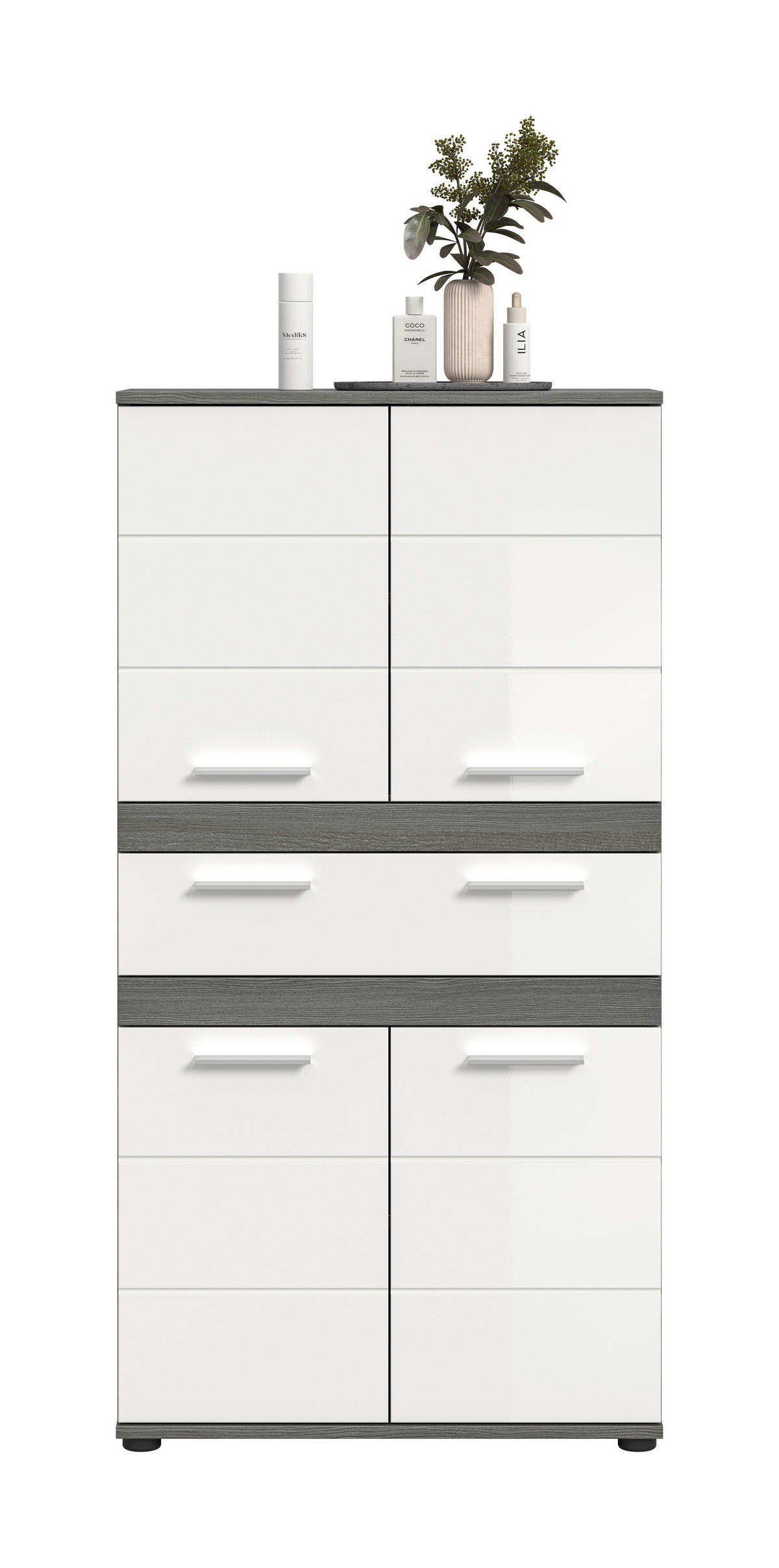SREDNJI ORMARIĆ   - boje srebrnog hrasta/srebrne boje, Trend, drvni materijal/plastika (70/137/31cm) - MID.YOU