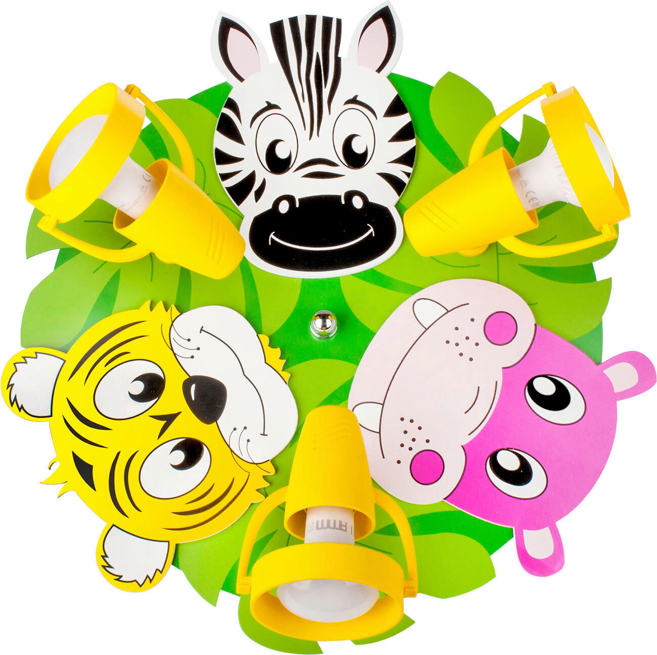 XXXLutz Kinderdeckenleuchte Safari Gelb, Grün, Weiß, Pink 14 cm