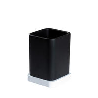ZAHNPUTZBECHER Holz, Kunststoff  - Weiss/Schwarz, Basics, Holz/Kunststoff (7,3/12/7,3cm) - Sadena