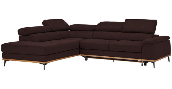 ECKSOFA Braun Webstoff  - Schwarz/Braun, Natur, Holz/Textil (226/282cm) - Novel