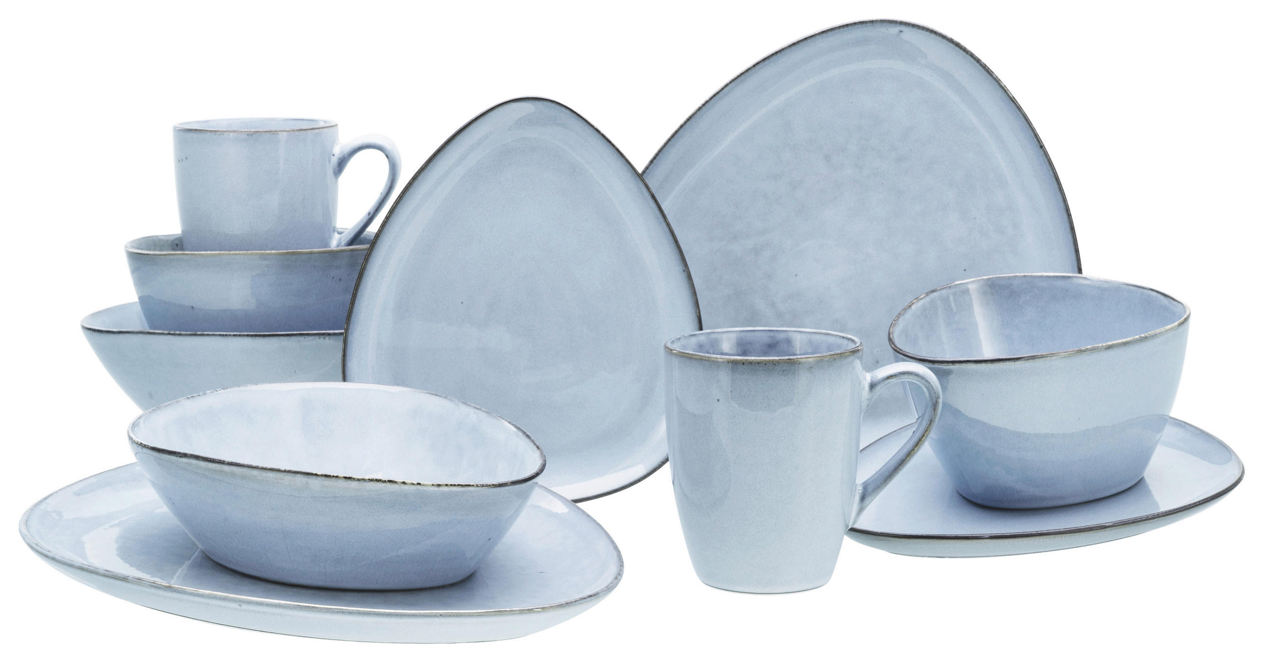 KOMBISERVICE 10-teilig 2 Personen Pastellblau Cloudy  - Pastellblau, Basics, Keramik - Creatable