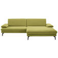 ECKSOFA  in Chenille, Flachgewebe Hellgrün Rücken echt  284/180 cm  - Schwarz/Hellgrün, Design, Textil/Metall (284/180cm) - Dieter Knoll