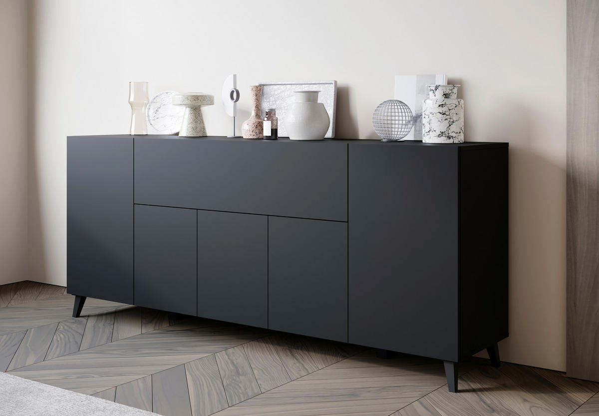 SIDEBOARD  in 180/76/37,5 cm  - Schwarz, Design, Holzwerkstoff/Kunststoff (180/76/37,5cm) - Livetastic