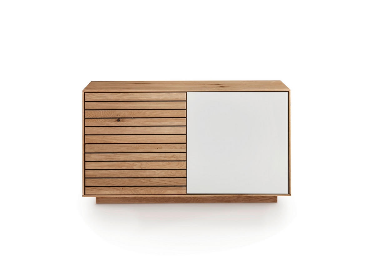 GARDEROBENBANK 80/44/37 cm  - Weiss/Eichefarben, Natur, Glas/Holz (80/44/37cm) - Linea Natura