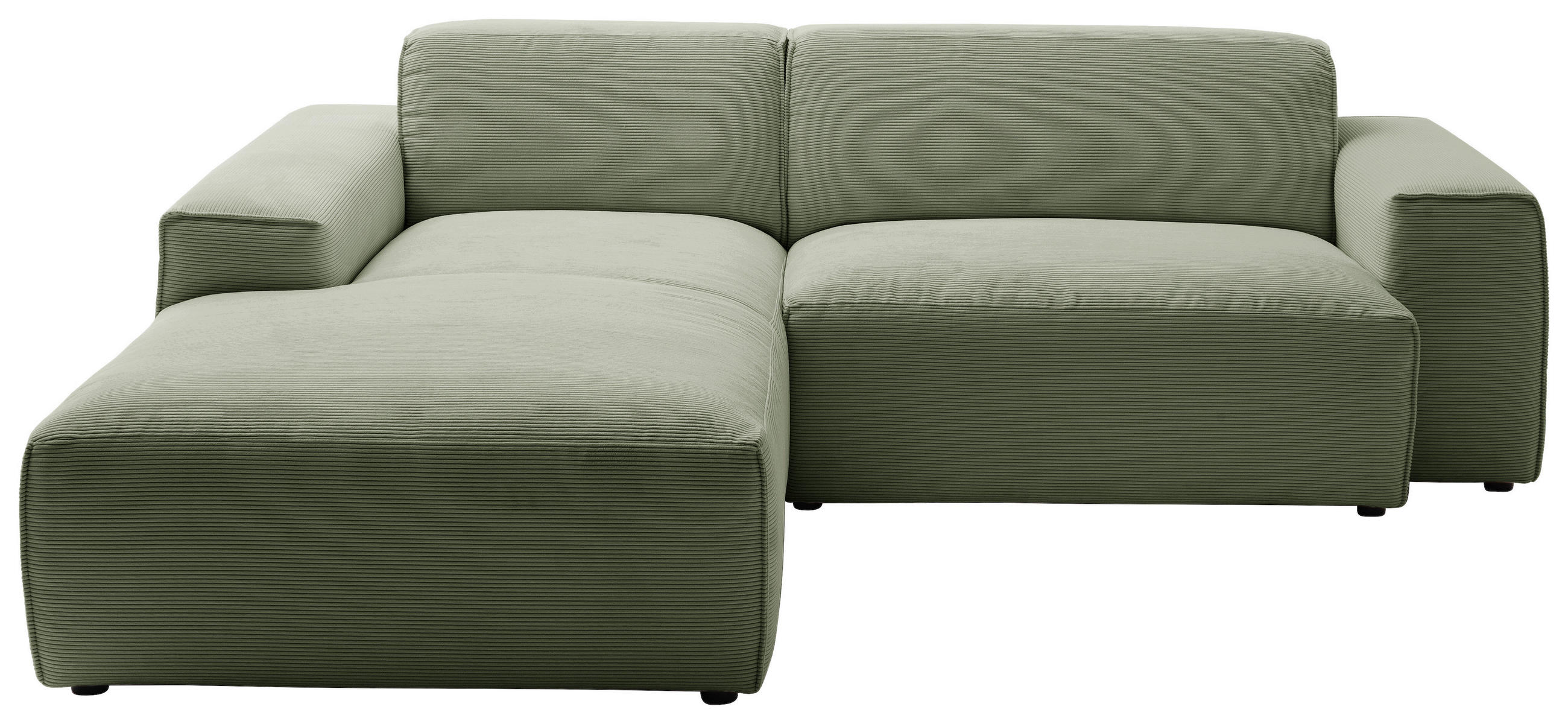ECKSOFA in Cord Olivgrün  - Schwarz/Olivgrün, Design, Kunststoff/Textil (189/230cm) - Pure Home Lifestyle
