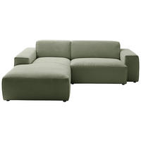 ECKSOFA in Cord Olivgrün  - Schwarz/Olivgrün, Design, Kunststoff/Textil (189/230cm) - Pure Home Lifestyle