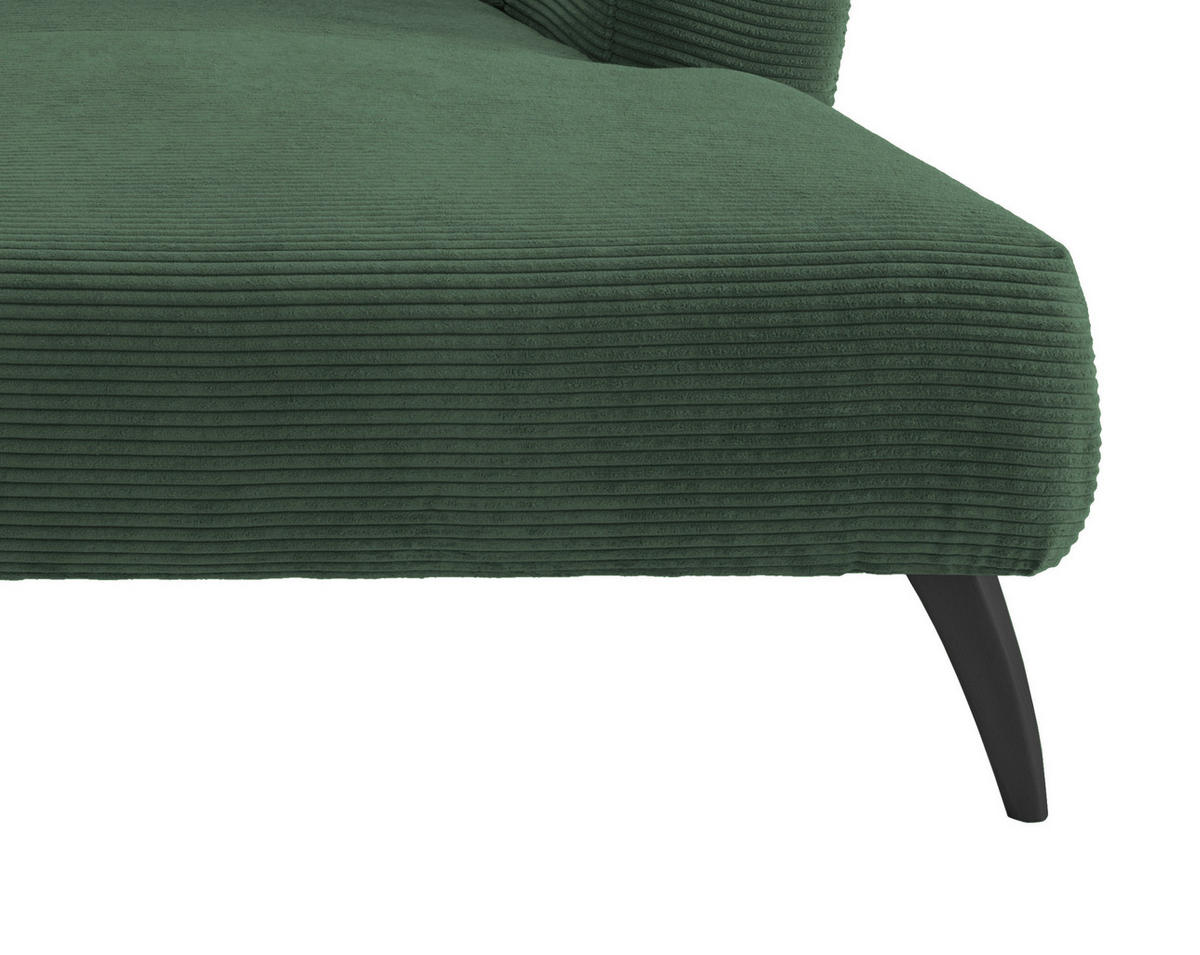 ECKSOFA in Cord Dunkelgrün  - Dunkelgrün/Schwarz, Modern, Holz/Textil (264/160cm) - MID.YOU