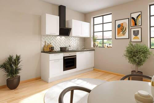 KUCHYŇSKÁ LINKA MARSEILLE 220 - bílá/barvy chromu, Design, kov/kompozitní dřevo (220cm) - MID.YOU