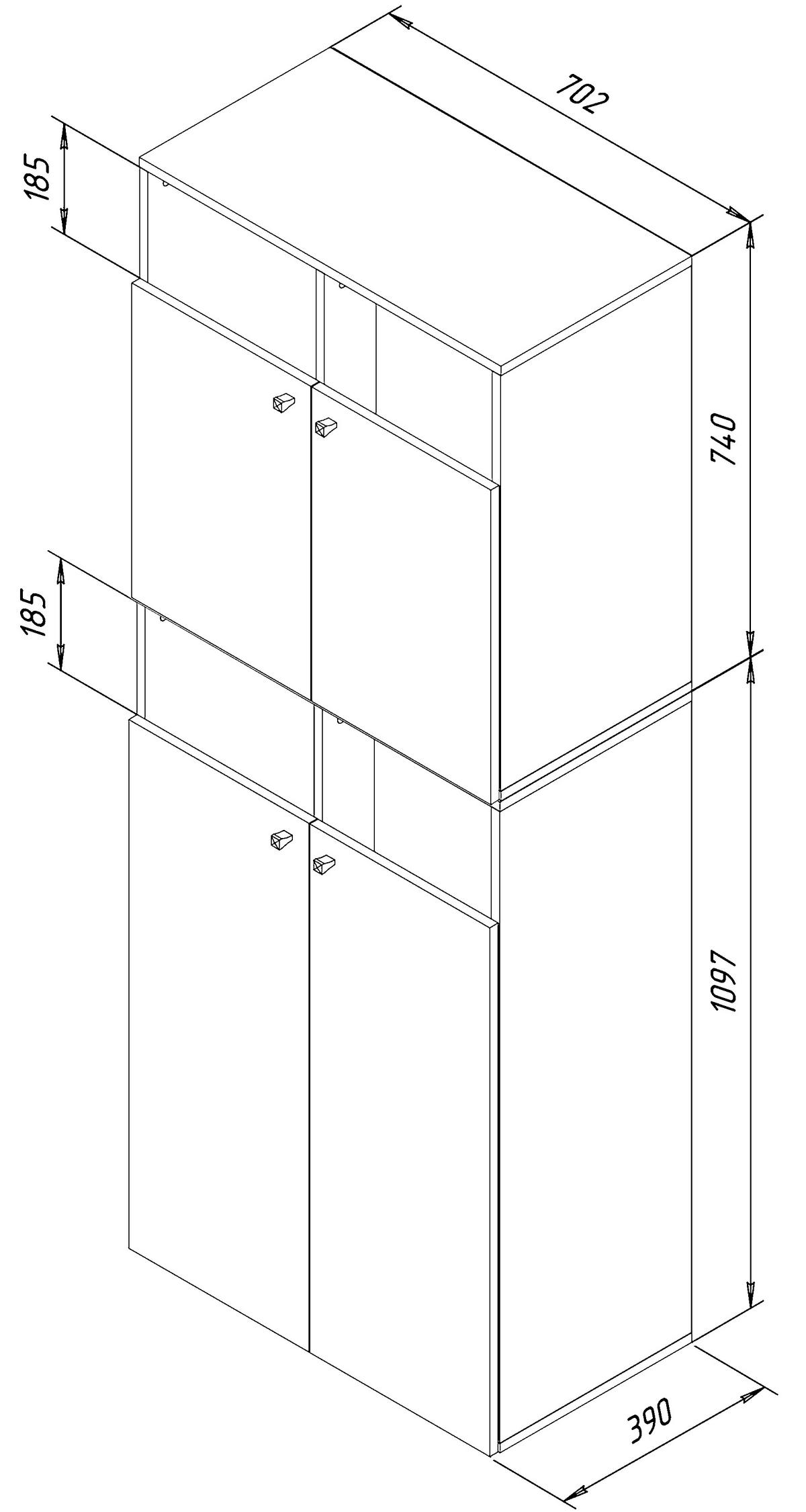 WÄSCHESCHRANK 80,1/184/39 cm  in Weiß  - Weiß/Grau, MODERN, Holzwerkstoff/Kunststoff (80,1/184/39cm) - MID.YOU