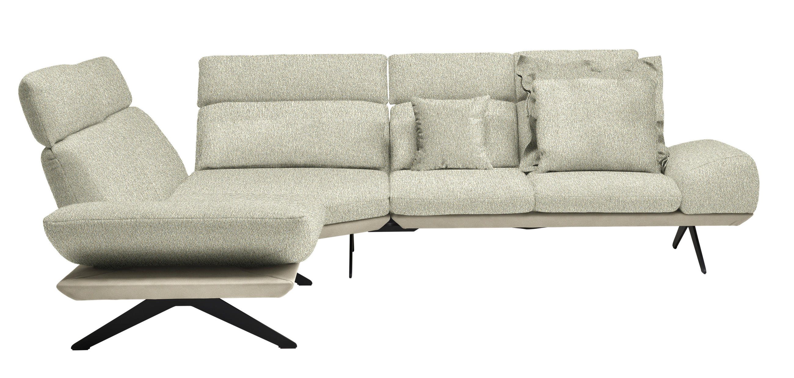 ECKSOFA in Flachgewebe Creme  239/270 cm  - Beige/Creme, Design, Textil/Metall (239/270cm) - Koinor