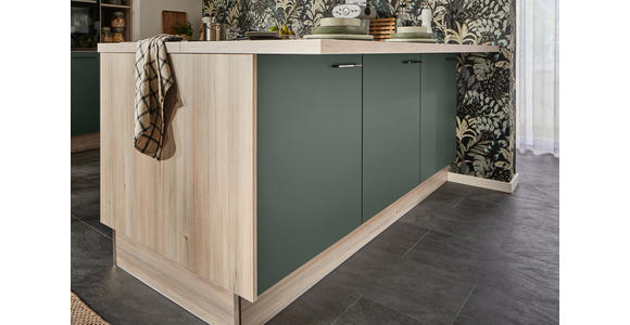 ECKKÜCHE  in Grün, Tannenholzfarben  - Tannenholzfarben/Schwarz, Design, Holzwerkstoff/Metall (121,6/280/150cm) - Xora