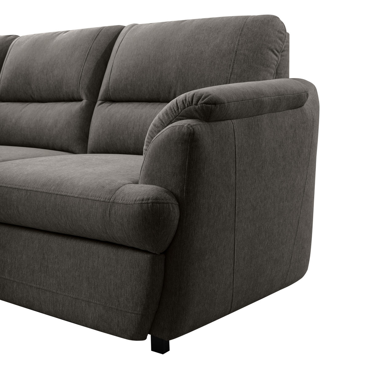 ECKSOFA Braun  - Greige/Schwarz, Basics, Holz/Textil (200/240cm) - MID.YOU